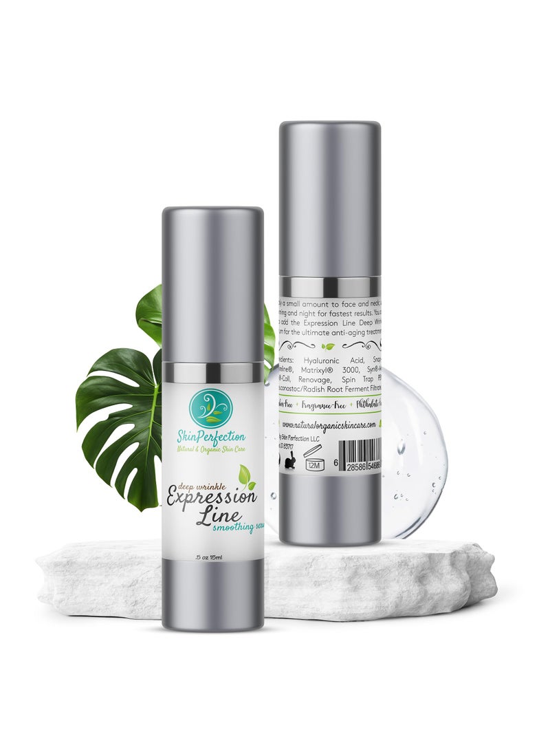 Skin Perfection Expression Line Deep Wrinkle Anti-Aging Serum Matrixyl 3000 Argireline Syn-Ake Snap 8 Spin Trap Hyaluronic Acid Crow's Feet Forehead Skin Perfection 