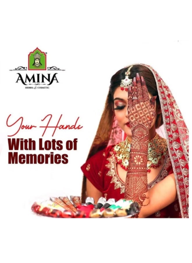 أمينا معجون حناء أمينة مخروطي الشكل بلون الكرز الأحمر - قطعة واحدة - يدوم طويلاً وخالٍ من المواد الكيميائية - Image 5