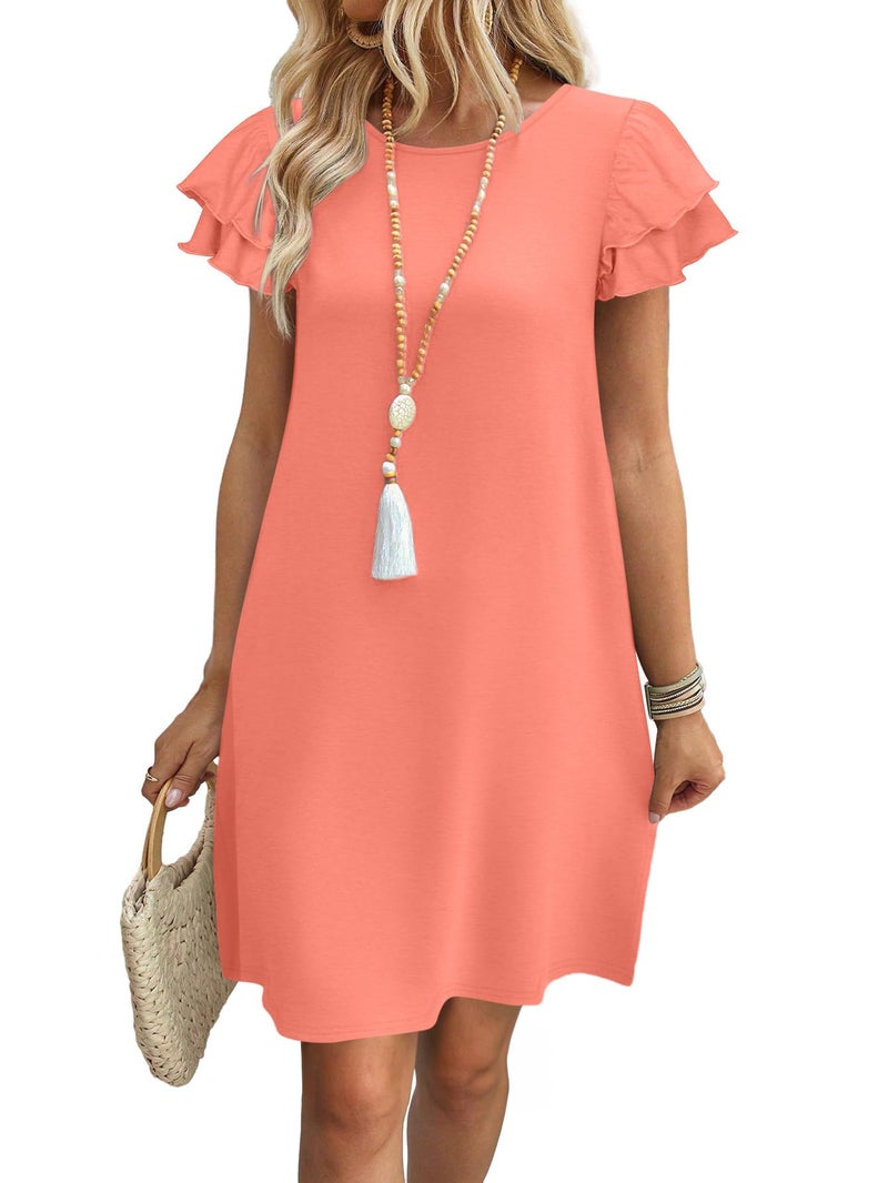 OFEEFAN Pink Dress Womens Dresses 2026 Spring Summer Sundresses Boho Clothes Cute Casual Elegant Classy Date Outfits XL - Image 1