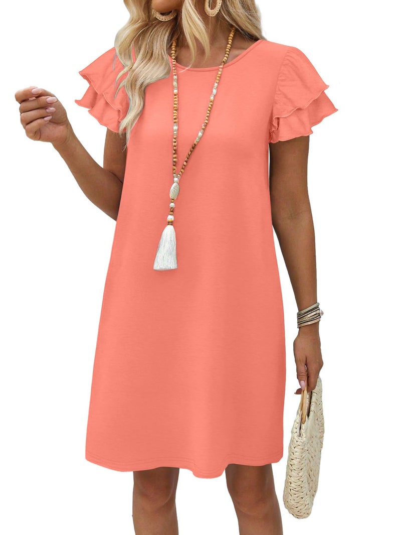 OFEEFAN Pink Dress Womens Dresses 2026 Spring Summer Sundresses Boho Clothes Cute Casual Elegant Classy Date Outfits XL - Image 3