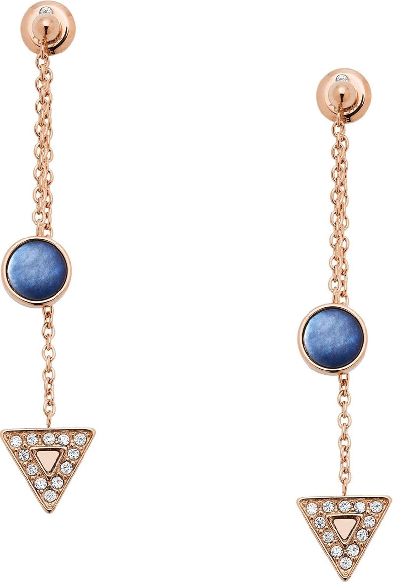 فوسيل أقراط فوسيل - JF03010791 ذهبي، أزرق، فولاذ مقاوم للصدأ، بدون أحجار