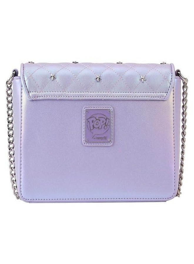 Loungefly حقيبة كروس بودي جلد صناعي بنفسجي لامع بشعار BTS من لاونج فلاي - Image 5