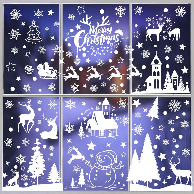 Hidreas 148 Pcs Christmas Snowflake Window Clings Stickers, Christmas Window Decorations - Image 1