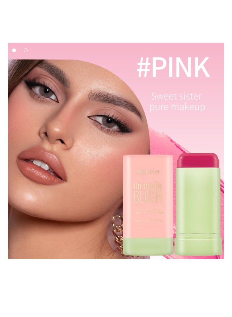 On The Go Blush,Blush Stick Blush Makeup Wand, Cream Blush For Cheeks Tint,Long-Wearing,Natural-Looking Face Foundation Bright Peach Blusher for Daily Wear 3D Pink