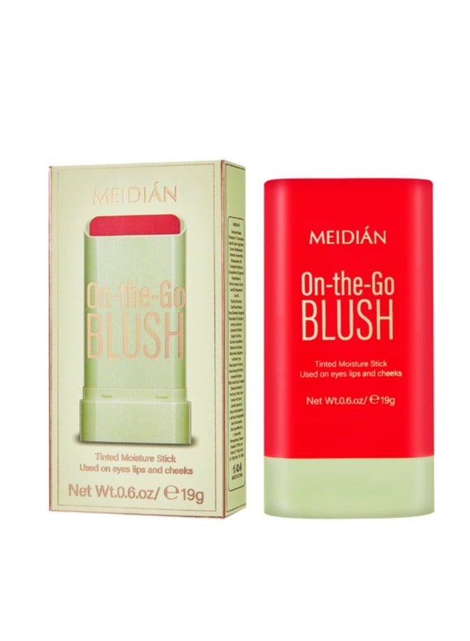 Meidián On The Go Blush,Blush Stick Blush Makeup Wand, Cream Blush For Cheeks Tint,Long-Wearing,Natural-Looking Face Foundation Bright Peach Blusher for Daily Wear 3D Pink - Image 3