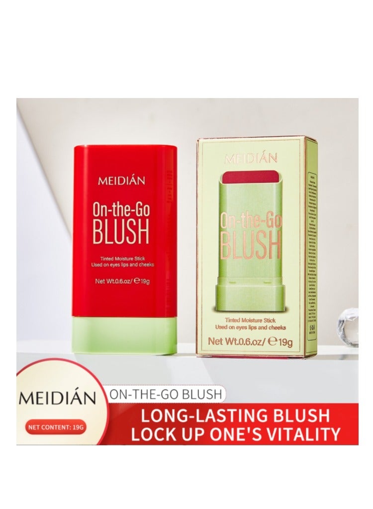 Meidián On The Go Blush,Blush Stick Blush Makeup Wand, Cream Blush For Cheeks Tint,Long-Wearing,Natural-Looking Face Foundation Bright Peach Blusher for Daily Wear 3D Pink - Image 2