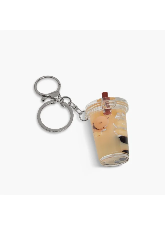 LIFESTYLE Liquid Keyring-Boboa Tea- (Acrylic) Orange \ 0.23X0.43X0.45