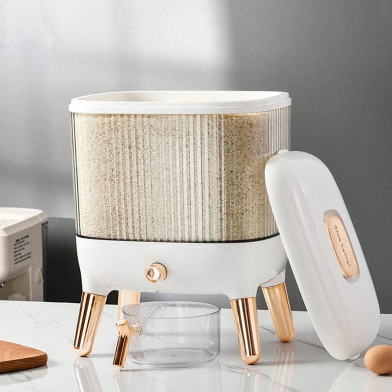 JUVIW Rice Dispenser and Dry Food Storage Container Large 10kg Capacity Automatic Dispensing Multiple Containers - Image 2
