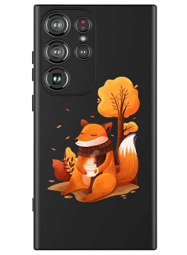 Theodor Protective Slim Fit Case Liquid Silicone Cover with Full Body Protection Anti-Scratch Shockproof Case For Samsung Galaxy S24 Ultra (Black) - Fox - Image 1