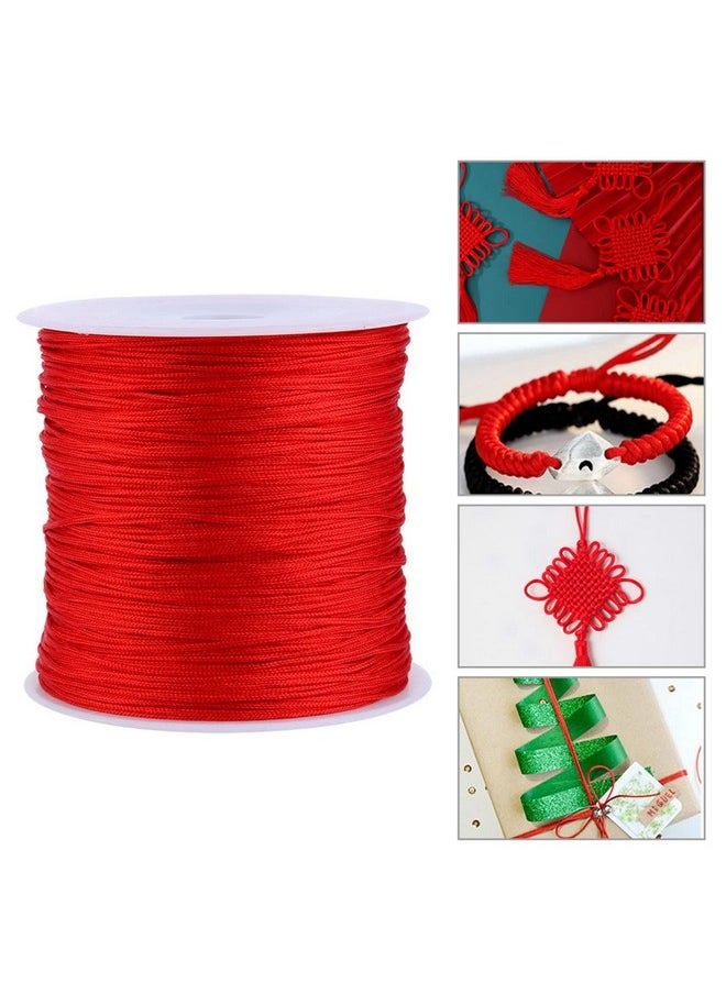 Zerodis Satin Nylon Trim Cord100M X 0.8Mm Chinese Knot Cord Rattail Macrame Thread String For Diy Hand Rope Beading Jewelry Making Red  - Image 3