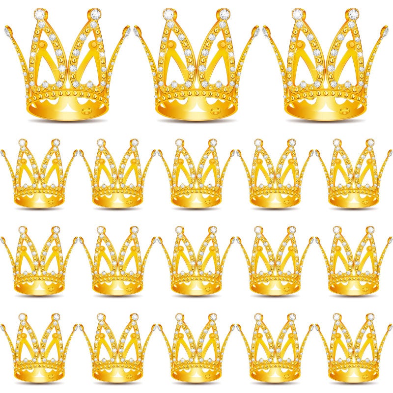 FFNIU 18 Pcs Crown Cake Topper  Mini Tiara Birthday Cake Toppers  Mini Crown for Flower Arrangements Women Lady Girl Wedding Baby Shower Birthday Party - Image 1