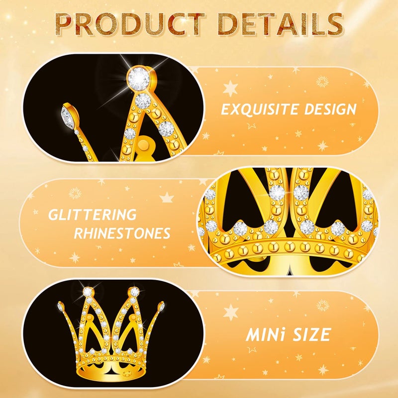 FFNIU 18 Pcs Crown Cake Topper  Mini Tiara Birthday Cake Toppers  Mini Crown for Flower Arrangements Women Lady Girl Wedding Baby Shower Birthday Party - Image 2