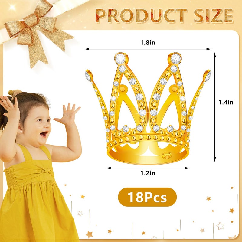 FFNIU 18 Pcs Crown Cake Topper  Mini Tiara Birthday Cake Toppers  Mini Crown for Flower Arrangements Women Lady Girl Wedding Baby Shower Birthday Party - Image 4
