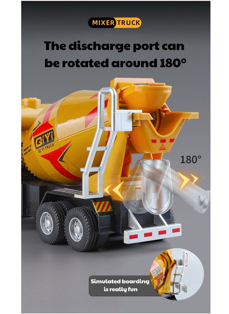 Children's toy car, cement mixing truck model, 1:40 scale die-casting heavy metal truck, large engineering truck with lighting and sound effects  - Image 4