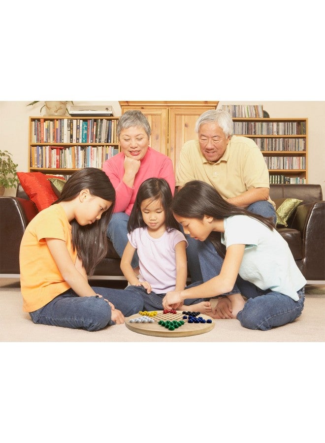 Brybelly Chinese Checkers Game Set with 11.5 in Natural Wood Checkers Board | 60 Wood Marbles in 6 Bright Colors for Adults, Boys and Girls Game Playing - Image 4