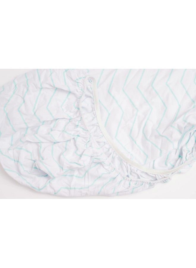 NODNAL Co. NODNAL CO. 3 Fitted Bassinet Sheets Mint Set Baby Girl/Boy - 100% Oeko-TEX Cotton - Gender Neutral Chevron Polka Dot Stripe Universal Fit - Cradle/Moses Basket Hourglass Oval Rectangle Mattress Sheet  - Image 5