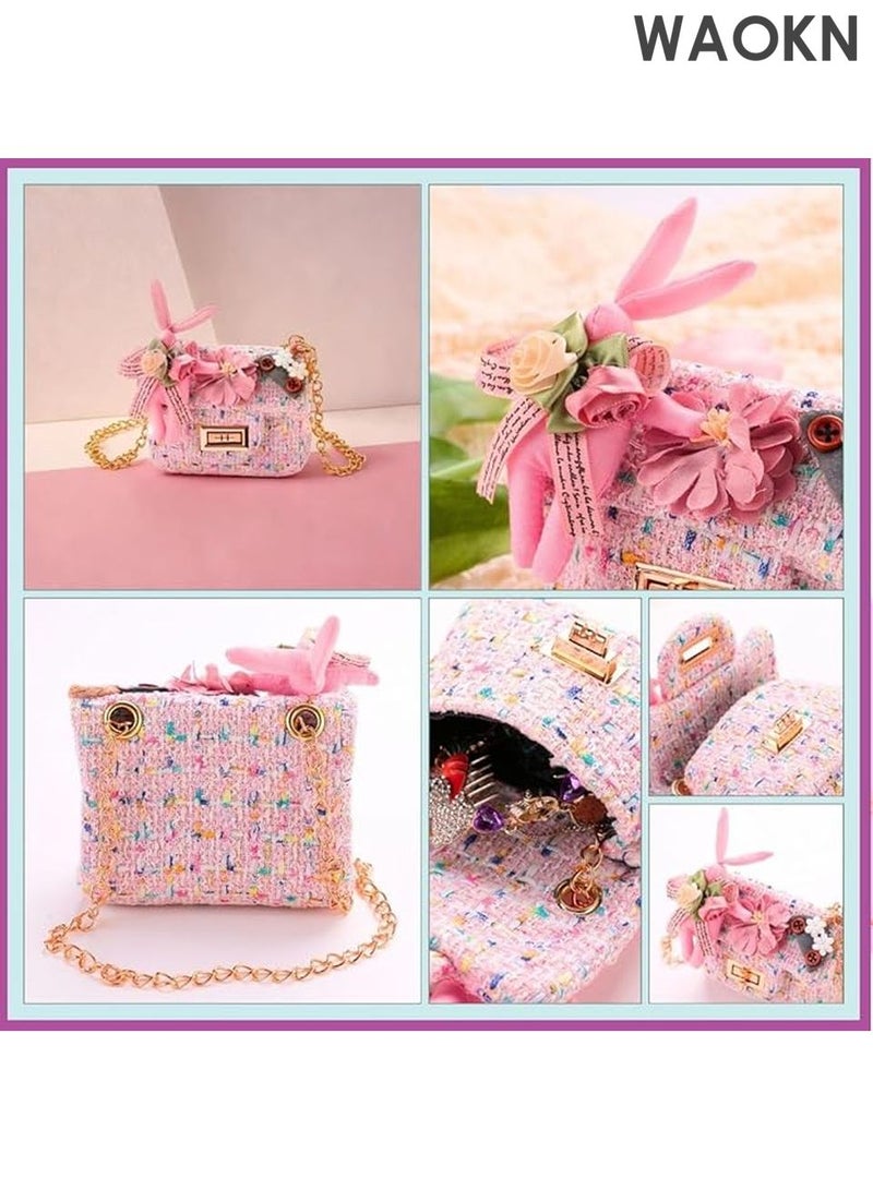 WAOKN Bunny Sling Bag with Chain - Cute Crossbody Purse for Women & Girls - Adjustable Shoulder Bag with Bunny Ears Design - Stylish Mini Handbag for Teens, Kids & Women - Perfect Gift for Birthday, Party (Pink) - Image 3