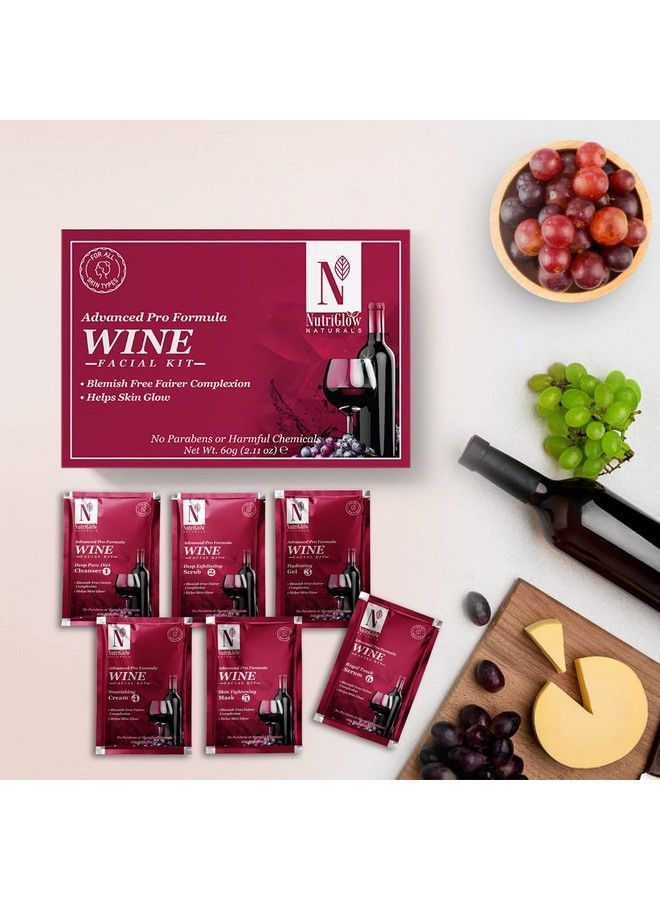 NutriGlow NATURAL'S Advanced Pro Formula Wine Facial Kit for Fairer Complexion, Hydrates & Nourishes Skin, 10gmx6 Each, Pack of 4 - Image 4