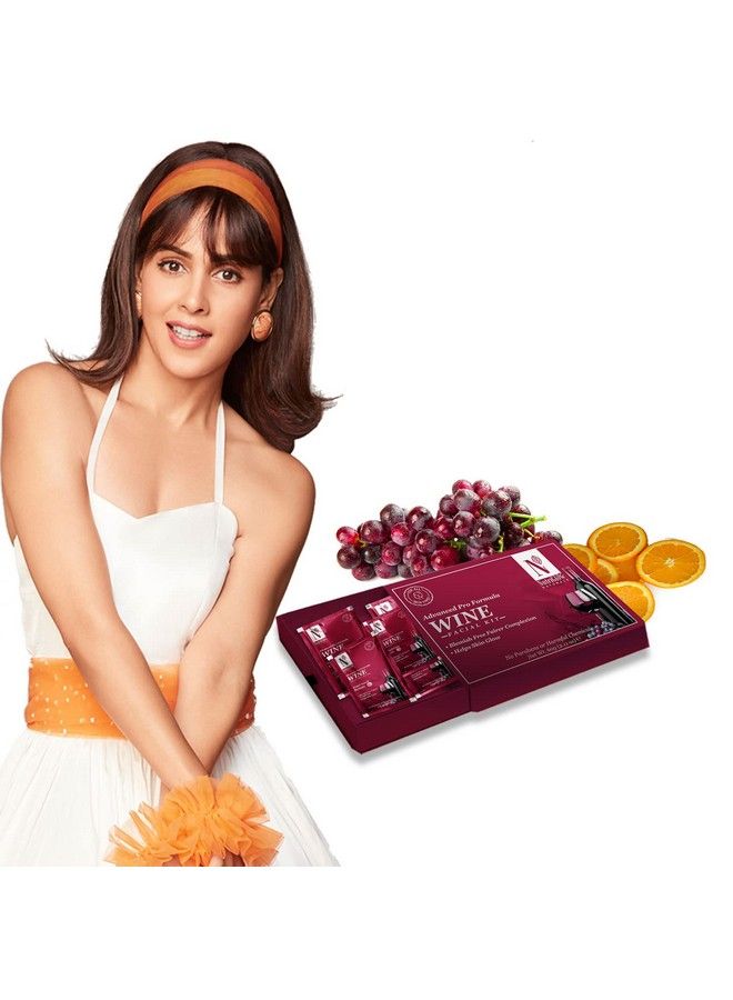 NutriGlow NATURAL'S Advanced Pro Formula Wine Facial Kit for Fairer Complexion, Hydrates & Nourishes Skin, 10gmx6 Each, Pack of 4 - Image 3