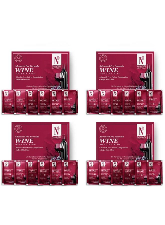 NutriGlow NATURAL'S Advanced Pro Formula Wine Facial Kit for Fairer Complexion, Hydrates & Nourishes Skin, 10gmx6 Each, Pack of 4 - Image 2