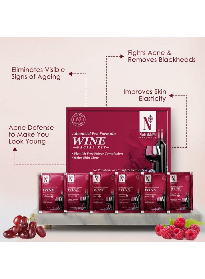 NutriGlow NATURAL'S Advanced Pro Formula Wine Facial Kit for Fairer Complexion, Hydrates & Nourishes Skin, 10gmx6 Each, Pack of 4 - Image 5