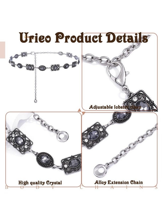 Urieo Rhinestone Waist Chain Belt Crystal Transparent Black Belly Chains Adjustable Bikini Dress Chain Belts Body Jewelry For Women - Image 5