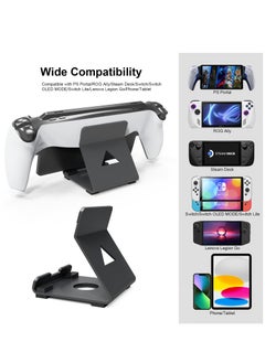 SYOSI Stand Base Compatible with Ps5 Portal Remote Player, Frosted Aluminum Alloy Desktop stand with Anti-Slip Holder for Playstation Portal Handheld Console, Switch, And Mobile Phones (Black)  - Image 3