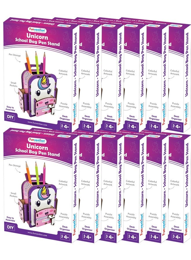 Funvention (Pack of 12) Unicorn DIY Pen Stand 3D Puzzle Birthday Return Gifts Pack for 4+ Years Kids Art and Craft - Image 1