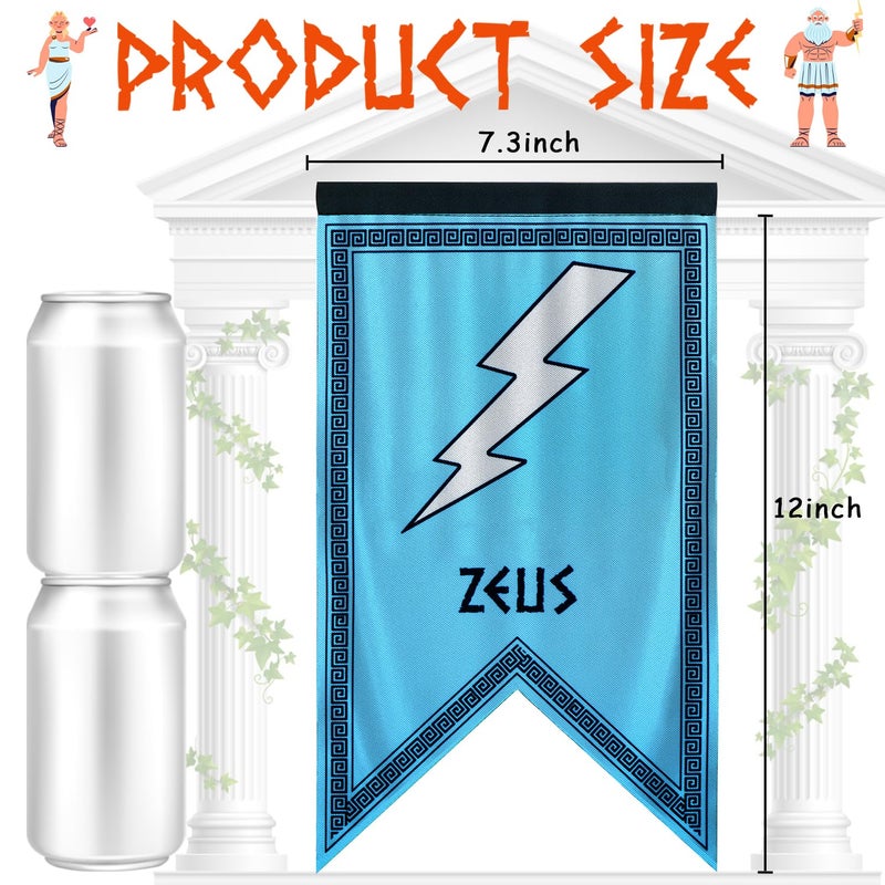 Htabiol Greek Gods Banners, 14pcs Percy Jackson Cabin Banners, Htabiol Greek Mythology Party Banner, Percy Jackson Cabin Flags, Fit for Percy Jackson Party, Percy Jackson Birthday Party (12"x7.3", Polyester) - Image 2
