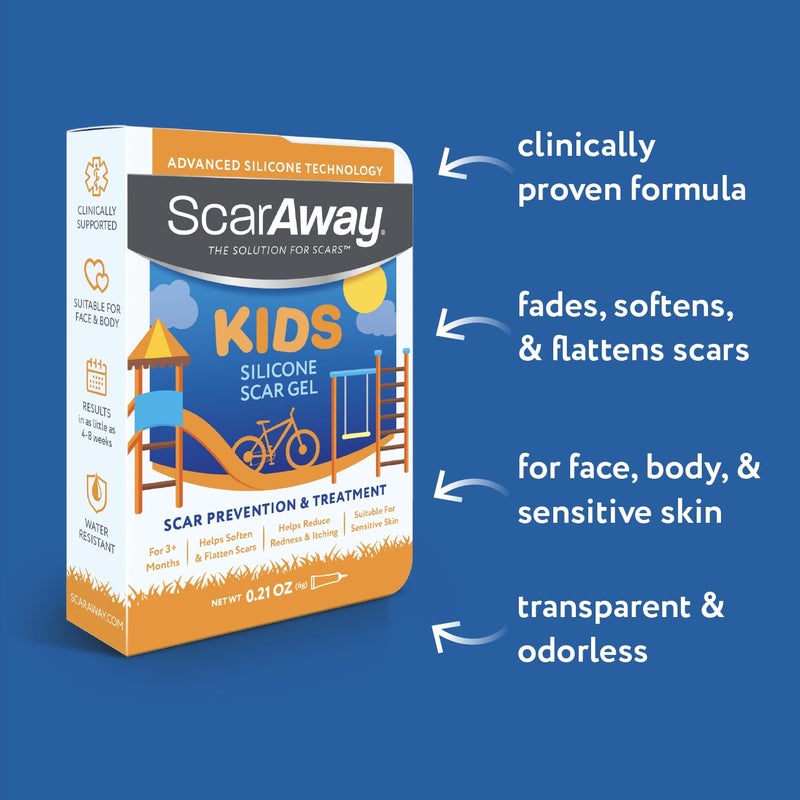 ScarAway Kids Silicone Scar Gel 100 MedicalGrade Helps Improve Size Color Texture of Hypertrophic Keloid Scars on Face Body from Injury Burns Surgery Water Resistant Clear 6g - Image 2