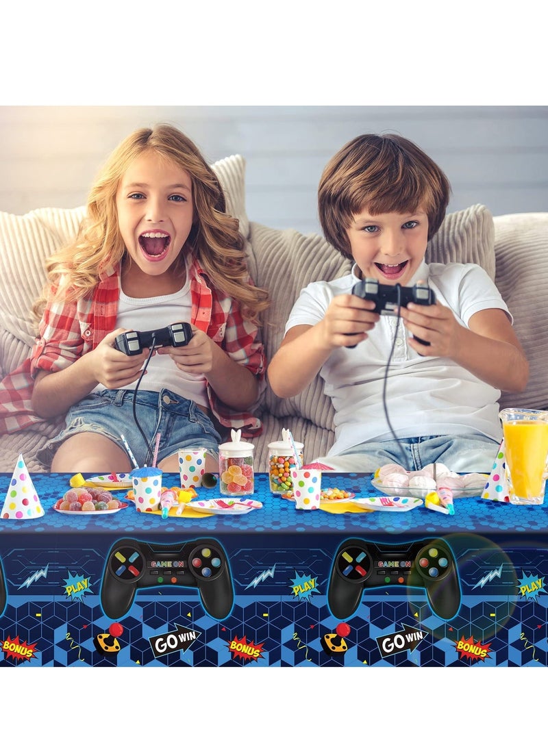 Generic 3 PCS Video Game Table Cover Video Game Birthday Decoration Game Theme Plastic Table Cloth Party Supplies for Boys Girls Kids Player Geek Party Decorations, (Classic Blue) - Image 5