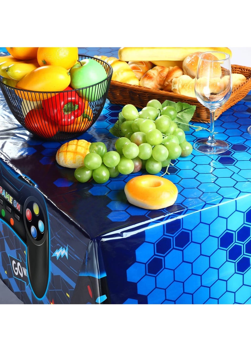 Generic 3 PCS Video Game Table Cover Video Game Birthday Decoration Game Theme Plastic Table Cloth Party Supplies for Boys Girls Kids Player Geek Party Decorations, (Classic Blue) - Image 4