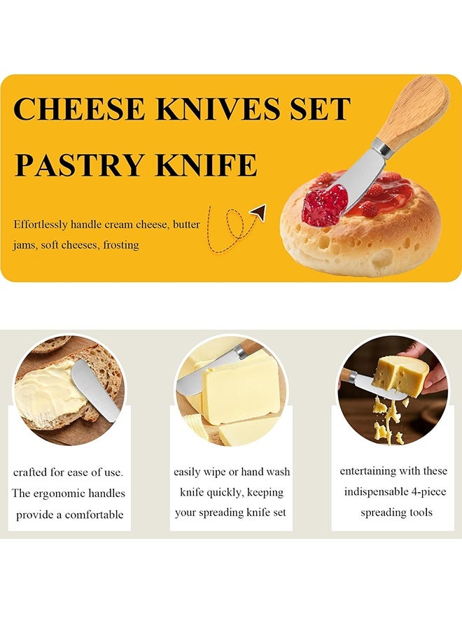 4 Pcs Butter Knife Spreader, Cheese Knife Set Cake Knifes Durable Stainless Steel Butter Knives, Multi-Function Cheese Knives Set Smooth Spreading for Butters, Ideal for Pastry, Sandwich Jam - Image 4