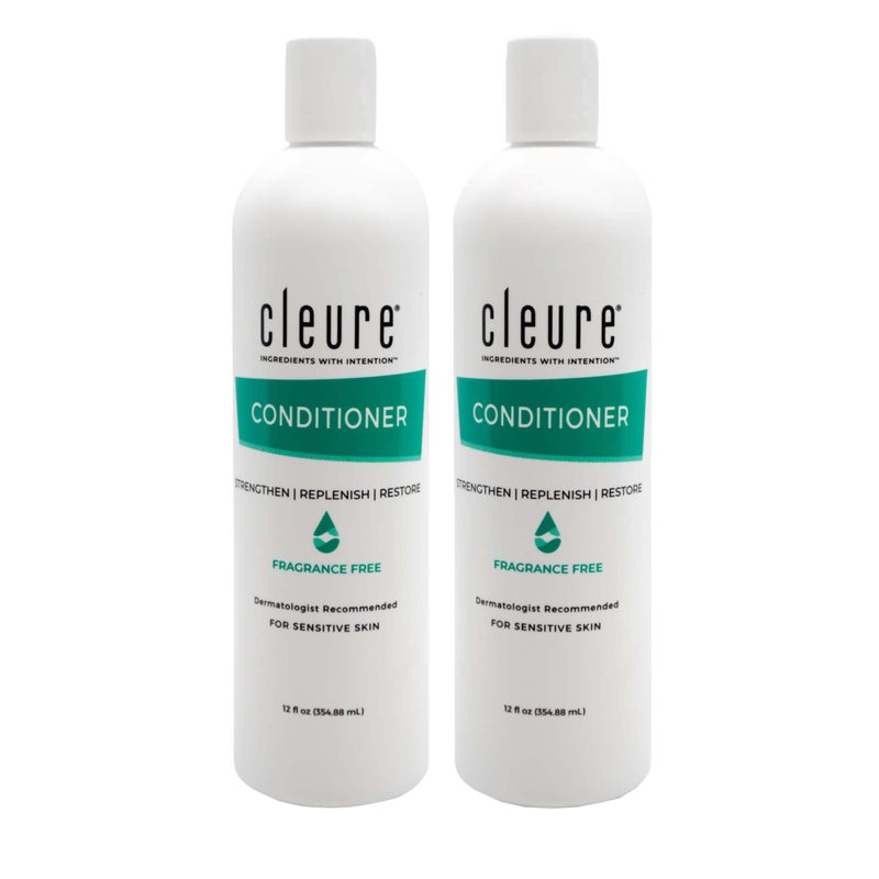 Cleure Hydrating Fragrance Free Conditioner - Hypoallergenic, SLS Free & Paraben Free - Unscented (12 Fl Oz, Pack of 2) - Image 1