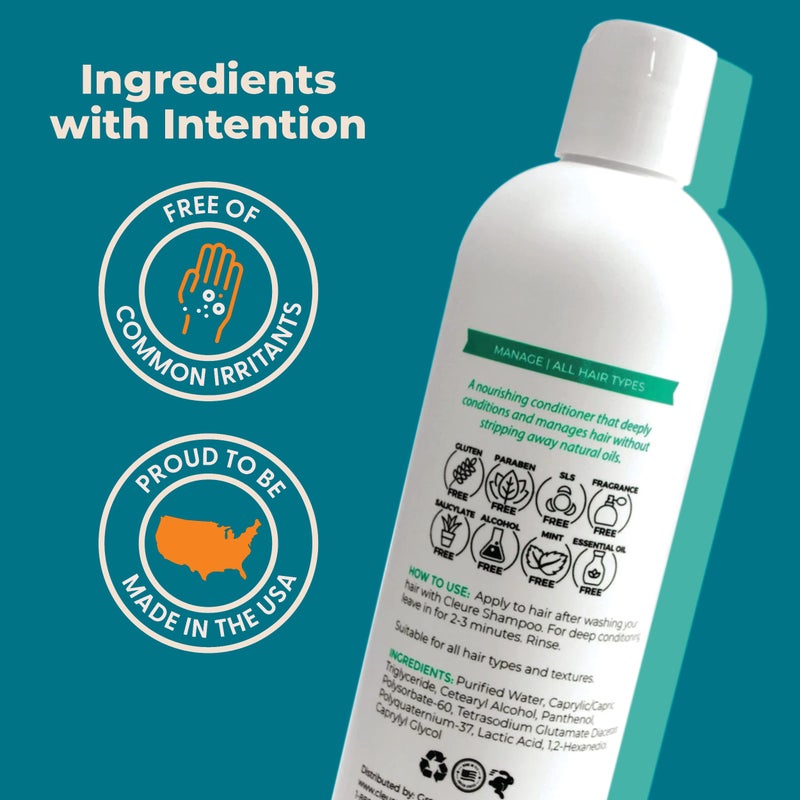 Cleure Hydrating Fragrance Free Conditioner - Hypoallergenic, SLS Free & Paraben Free - Unscented (12 Fl Oz, Pack of 2) - Image 3
