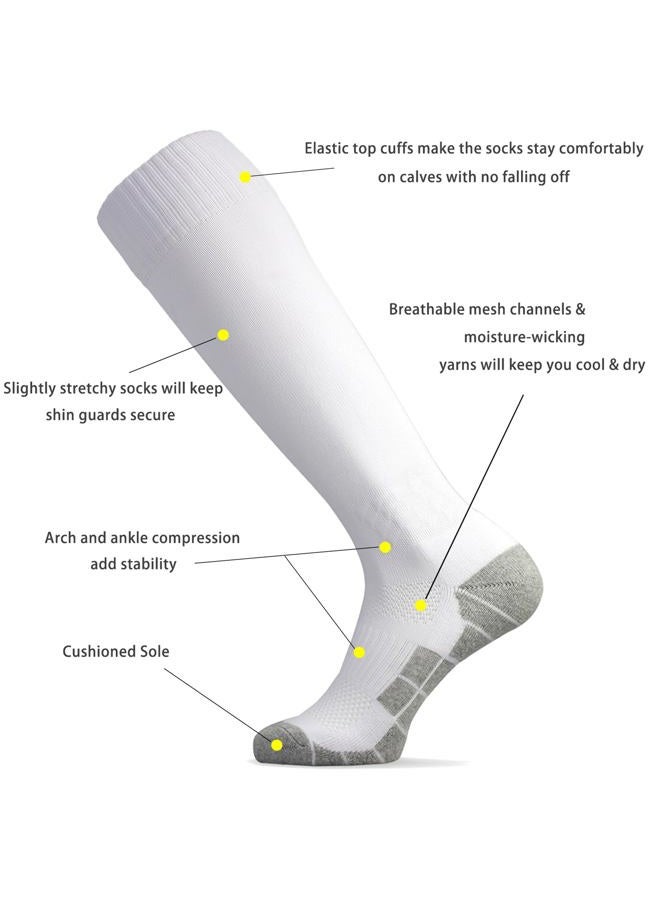 CWVLC Men's Soccer Softball Socks 5 Pairs, Baseball Sport, Football Team Athletic Socks, Knee High Long Tube Cotton Arch Ankle Compression Socks, White, X-Large - Image 4
