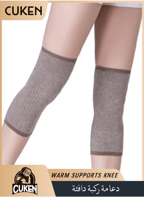 1-Pair Knit Cashmere Warm Supports Knee Brace Soft Comfortable Knee Sleeve Wrap Circulation Improvement Kneepad Leg Warmer Joint Band for Men and Women, Applicable Population Weight: 50-80KG
