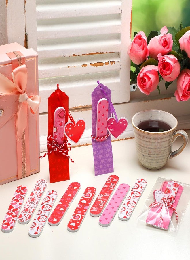 Leriton 24 Sets Valentine's Day Nail Files Bulk Valentine Gifts Hearts Emery Boards Valentine's Day Cutout Manicure Tools with 24 Emery Boards 24 Cutout 24 Cords and 24 Exchange Gift Bag for Adults - Image 4
