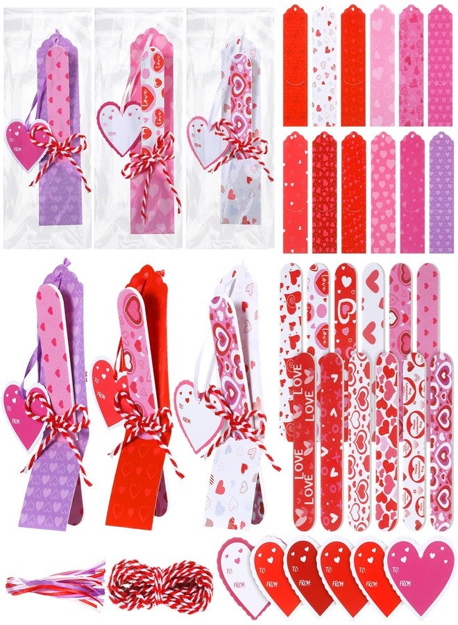 Leriton 24 Sets Valentine's Day Nail Files Bulk Valentine Gifts Hearts Emery Boards Valentine's Day Cutout Manicure Tools with 24 Emery Boards 24 Cutout 24 Cords and 24 Exchange Gift Bag for Adults - Image 1