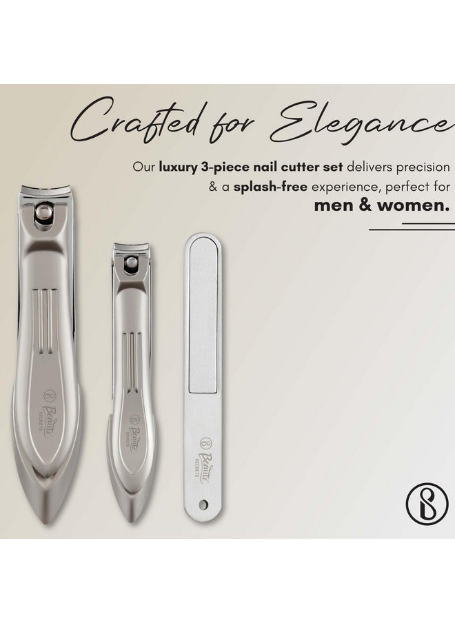 Luxury Nail Cutter Set 3 Pieces, No Splash Fingernail Clipper Set With Nail Filer, Stainless Steel Nail Cutter For Men And Women - pzsku/Z062DC786507CD91882B9Z/45/_/1723297803/3871967e-ae32-46f4-907a-366c4d803ff8