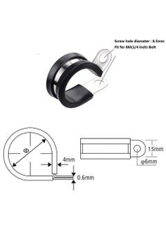 SYOSI SYOSI 20 Pcs Rubber Lined P Clips, 10mm Cable Clamp 2/5 Inch Stainless Steel Cable Clamp Hose Pipe Clamps Metal Wire Cable Clamp Kit for Ship Electrical Automotive Hose Cable  - Image 2