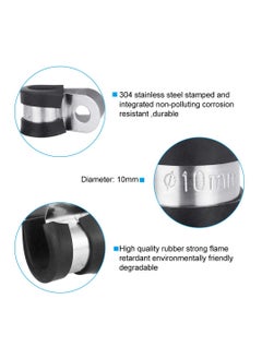 SYOSI SYOSI 20 Pcs Rubber Lined P Clips, 10mm Cable Clamp 2/5 Inch Stainless Steel Cable Clamp Hose Pipe Clamps Metal Wire Cable Clamp Kit for Ship Electrical Automotive Hose Cable  - Image 4