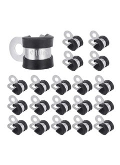 SYOSI SYOSI 20 Pcs Rubber Lined P Clips, 10mm Cable Clamp 2/5 Inch Stainless Steel Cable Clamp Hose Pipe Clamps Metal Wire Cable Clamp Kit for Ship Electrical Automotive Hose Cable  - Image 1