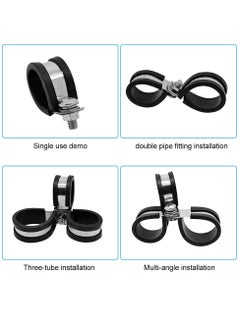 SYOSI SYOSI 20 Pcs Rubber Lined P Clips, 10mm Cable Clamp 2/5 Inch Stainless Steel Cable Clamp Hose Pipe Clamps Metal Wire Cable Clamp Kit for Ship Electrical Automotive Hose Cable  - Image 5
