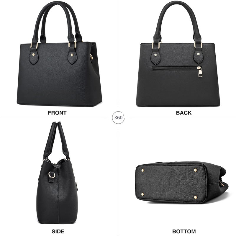 CHICAROUSAL Purses and Handbags for Women Leather Crossbody Bags Women's Tote Shoulder Bag (Black cc) - Image 3