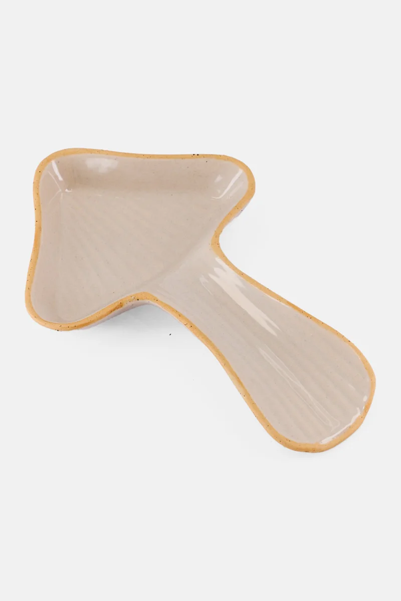 Muy Mucho Ceramic Mushroom Plate 19 x 12,5 x 2,5 cm, Stone