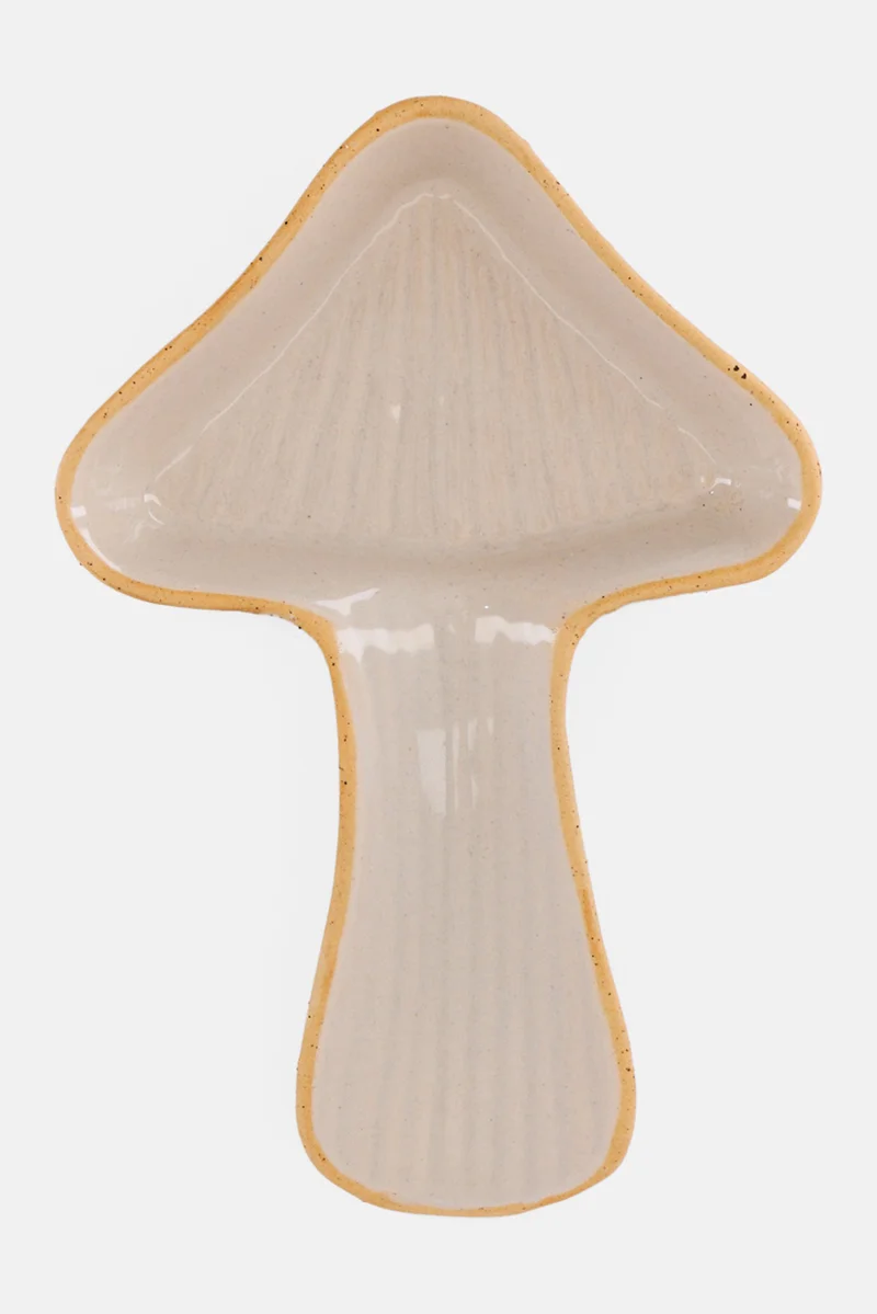 Muy Mucho Ceramic Mushroom Plate 19 x 12,5 x 2,5 cm, Stone