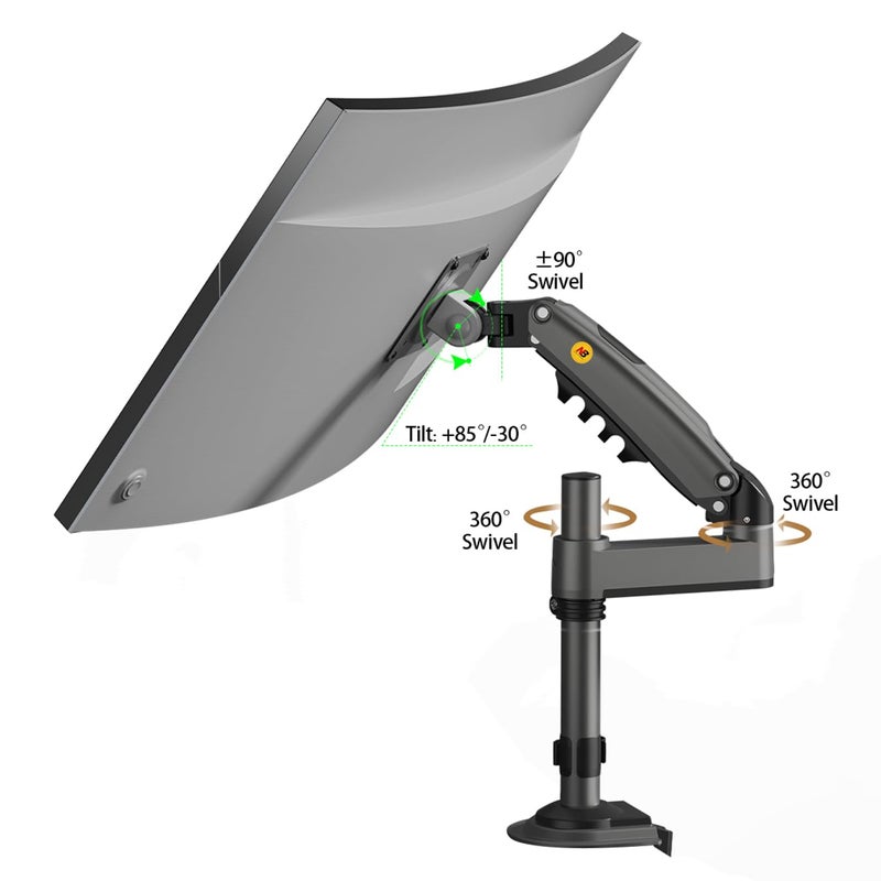NB North Bayou Monitor Desk Mount Long Arm for Monitors Within 4.4 to 19.8lbs Ultra Wide Full Motion Swivel Height Adjustable Monitor Stand H100 - Image 3