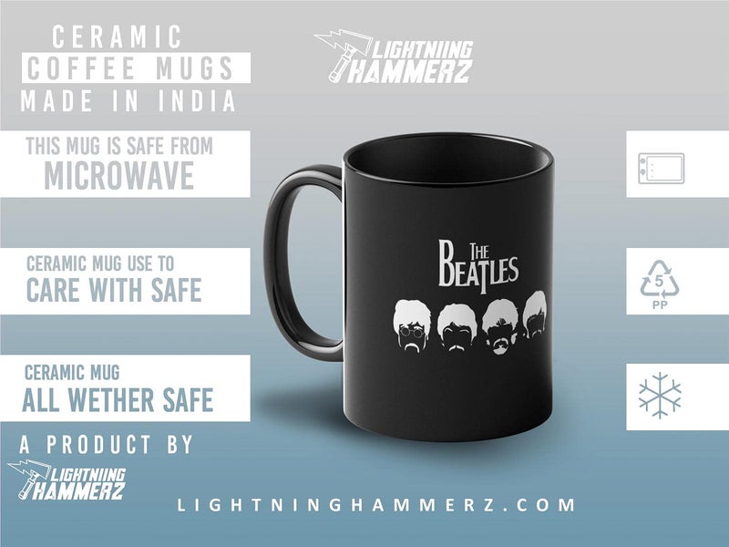 Lightning Hammerz The Beatles Coffee Mug with Print Rock Band Printed Mug Gift for Friends 330ml Microwave Dishwasher Safe - Image 4