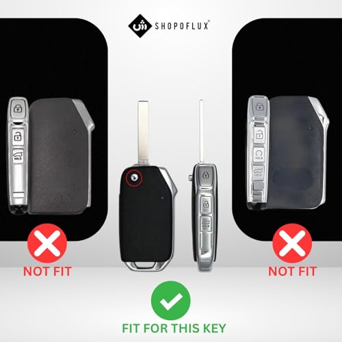 SHOPOFLUX Metal Key Cover Compatible with Kia Seltos HTE, Syros 3 Button Flip Key (Black) - Image 2
